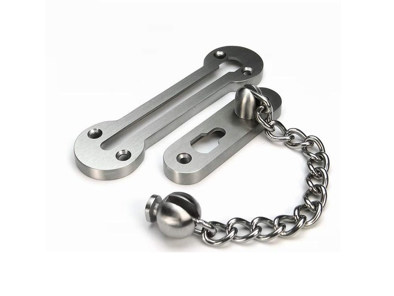 VIBORG Solid SUS304 Stainless Steel 3MM Extra-Thick Casting Heavy Duty Door Chain inside Door Limiter External Front Door Restrictor Security Lock Safety Guard Chain EK-07A-SS - Image 1
